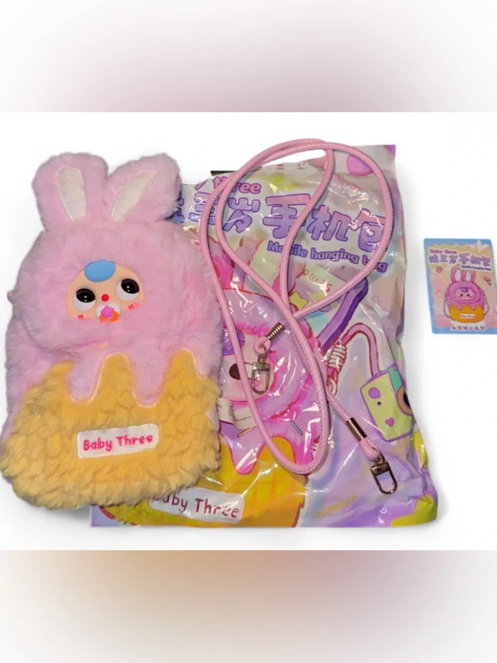 Baby Three Mobile Hanging Bag – Pink Bunny Plush Purse 🐰🩷
